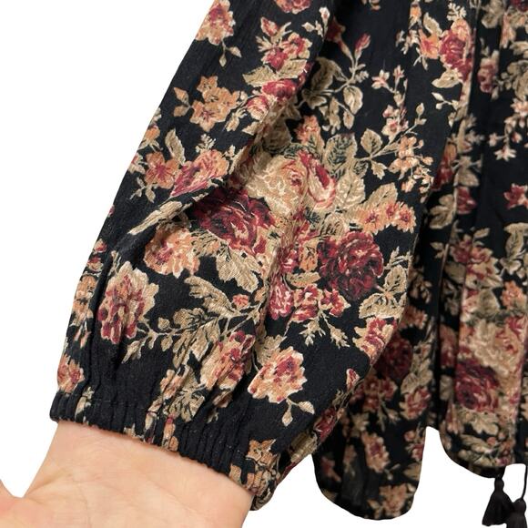 Denim & Supply Ralph Lauren Boho Floral Peasant Blouse Size XL Dark Romantic - Picture 5 of 7